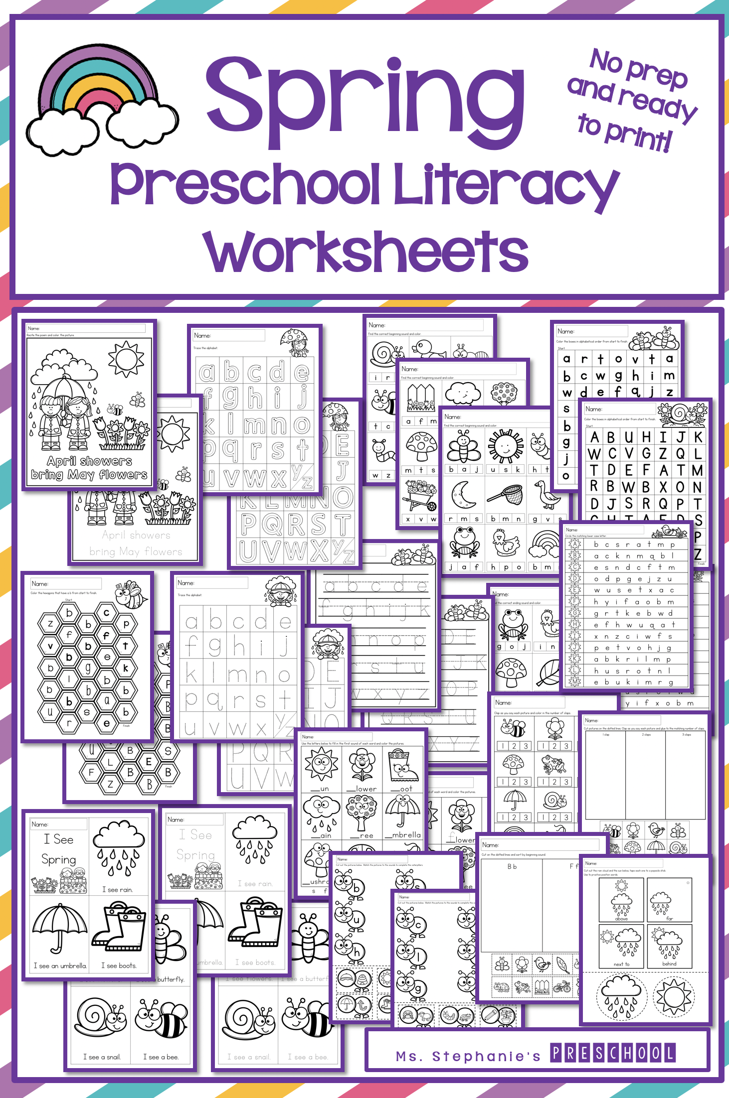 Spring Preschool Literacy Worksheets - Ms. Stephanie's Preschool
