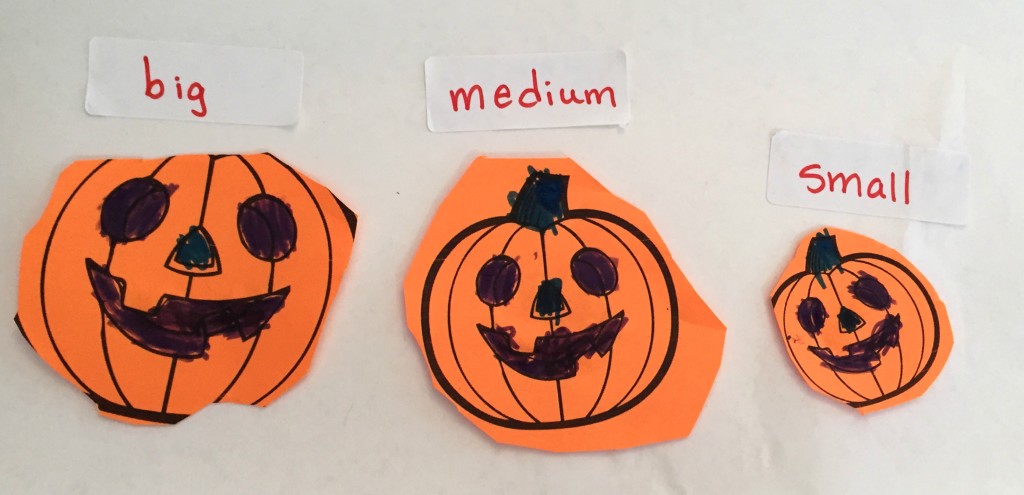 Cutting, labeling, and placing pumpkins in order