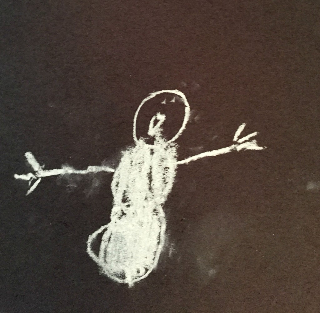 Snowman at Night, chalk