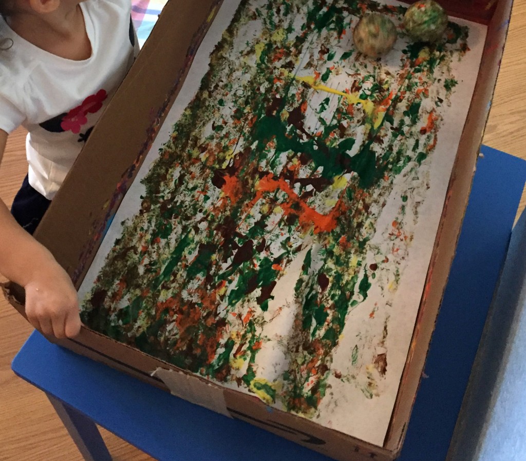 Painting with Wiffle Balls - Art Activity in the Preschool Classroom 
