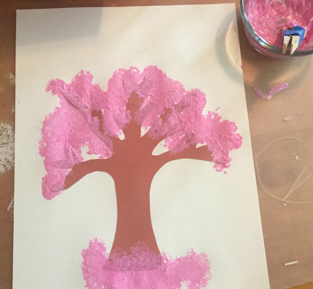 Sponge Painting Cherry Blossoms - Art in the Preschool Classroom