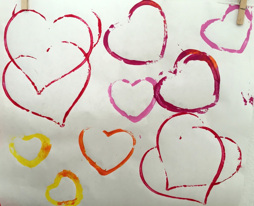 Valentine Art-Stamping Hearts with Cookie Cutters