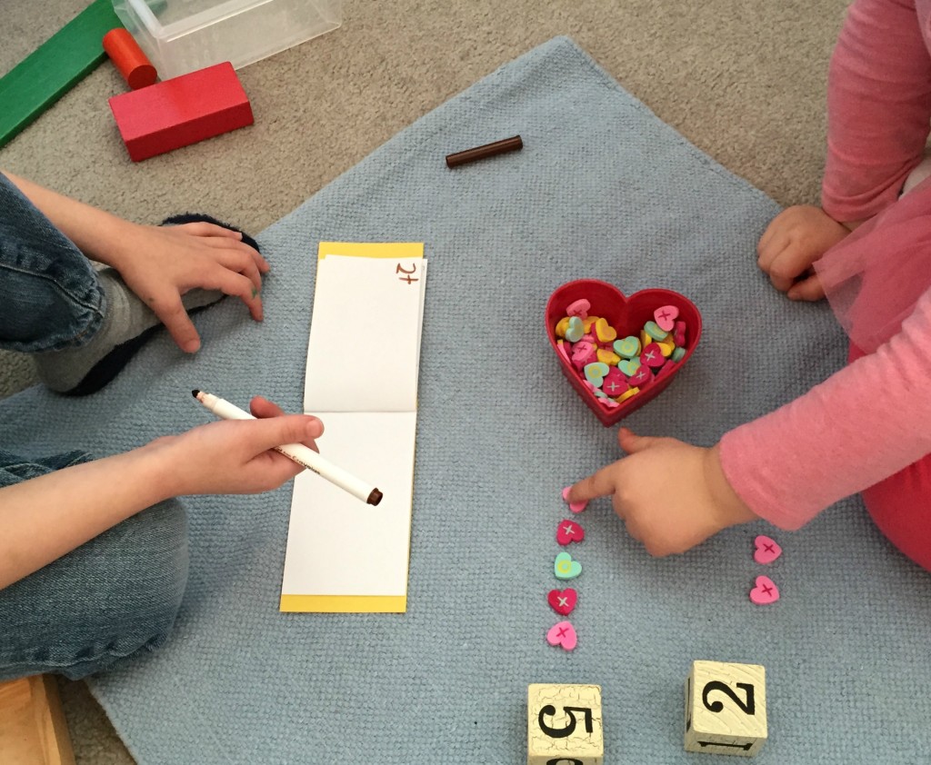 Valentine Math - Counting and adding with hearts