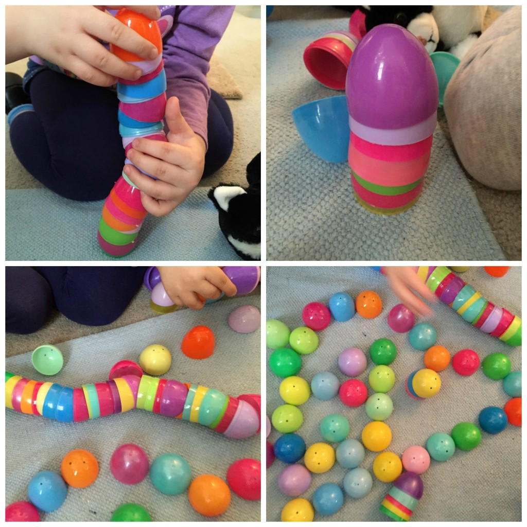 Easter Fun in the Preschool Classroom - Free Play with plastic eggs