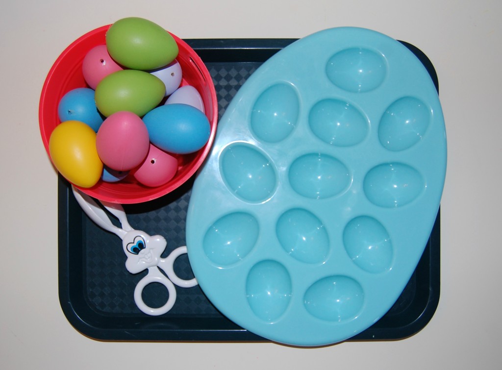Easter Fun in the Preschool Classroom - Practical Life Bunny Tweezer and Plastic Eggs 