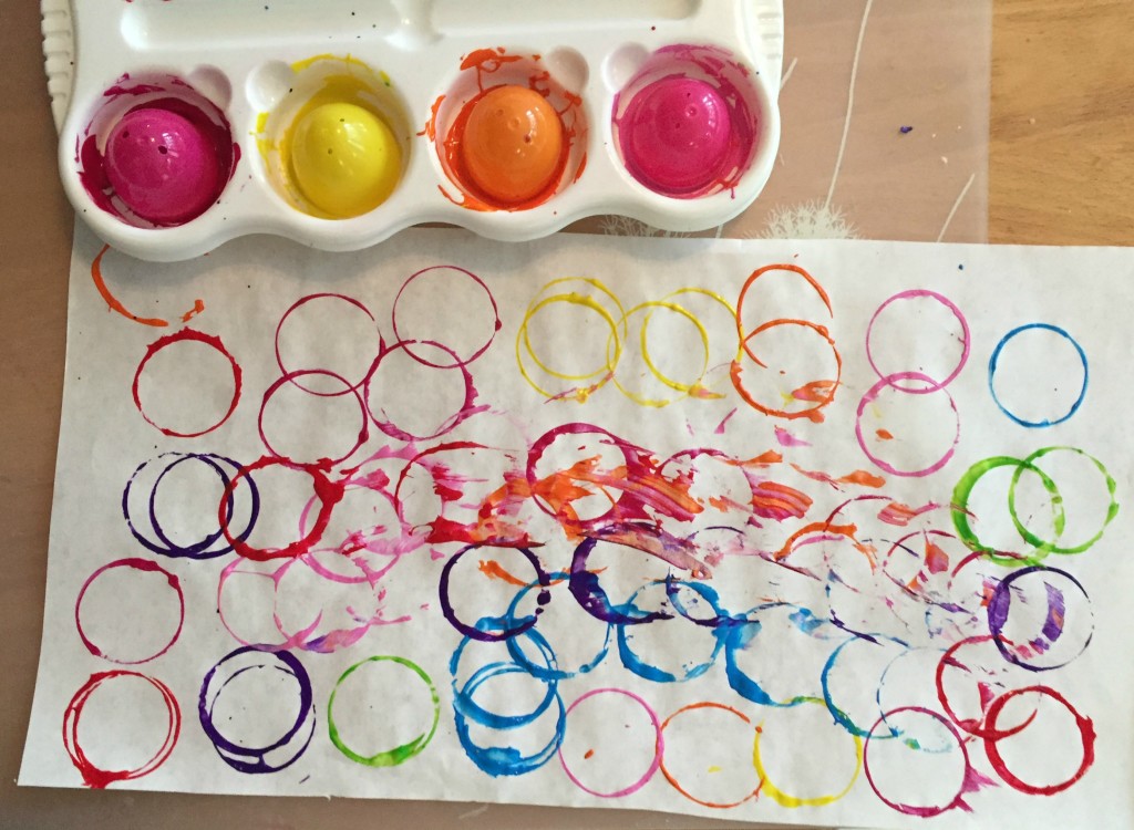 Easter Fun in the Preschool Classroom - Printing with plastic eggs