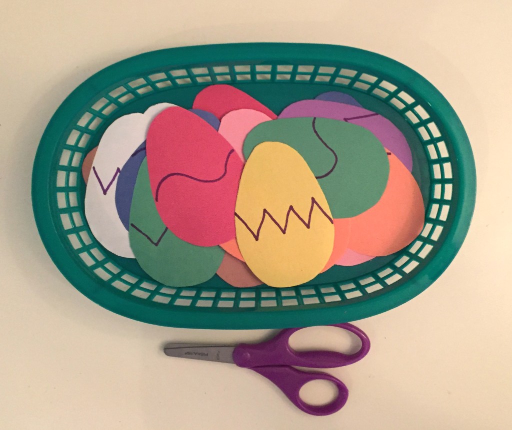 Easter Fun in the Preschool Classroom - Scissor Work, cutting Easter Eggs