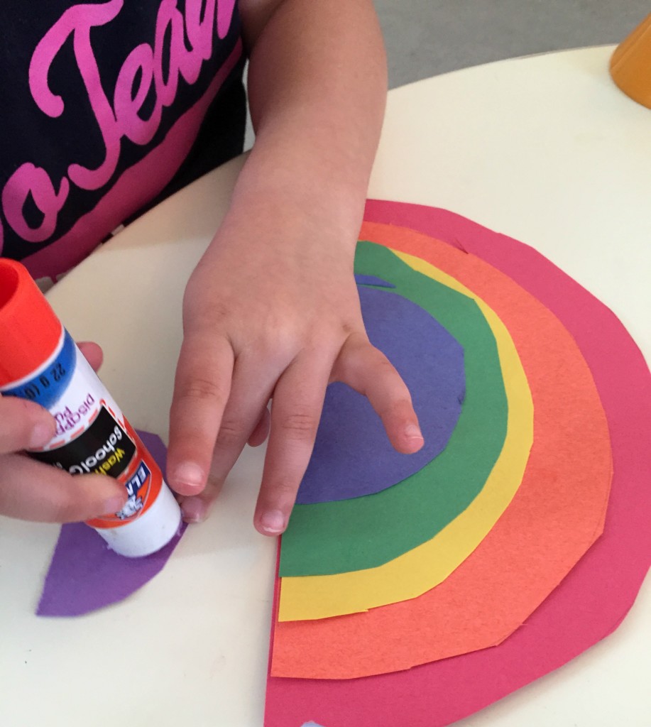 St. Patrick's Day in the Preschool Classroom - Cutting and Gluing Rainbows