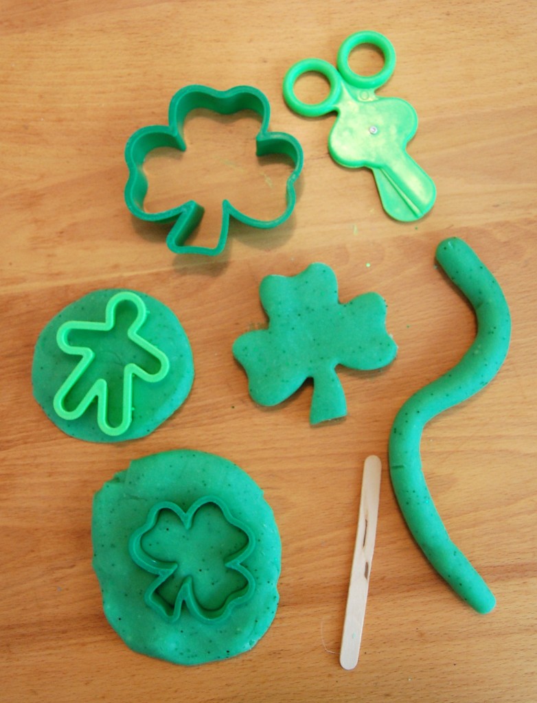 St. Patrick's Day in the Preschool Classroom - Green glitter playdough