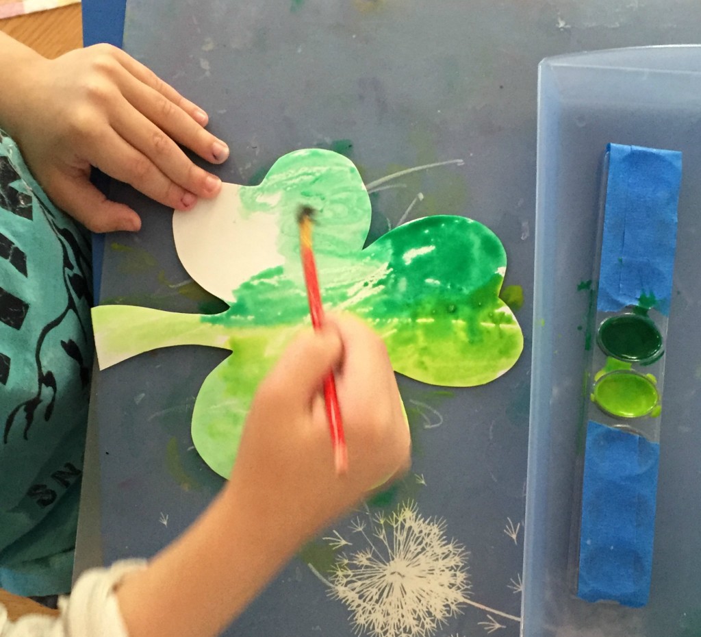 St. Patrick's Day in the Preschool Classroom - Watercolor Resist Shamrocks