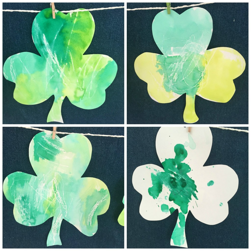 St. Patrick's Day in the Preschool Classroom - Watercolor Shamrocks
