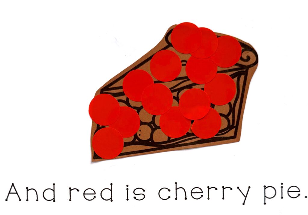 Red is cherry pie with red stickers