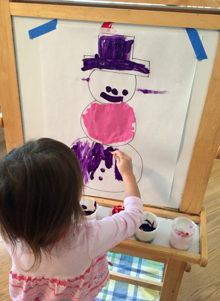 Painting Snowmen at the easel