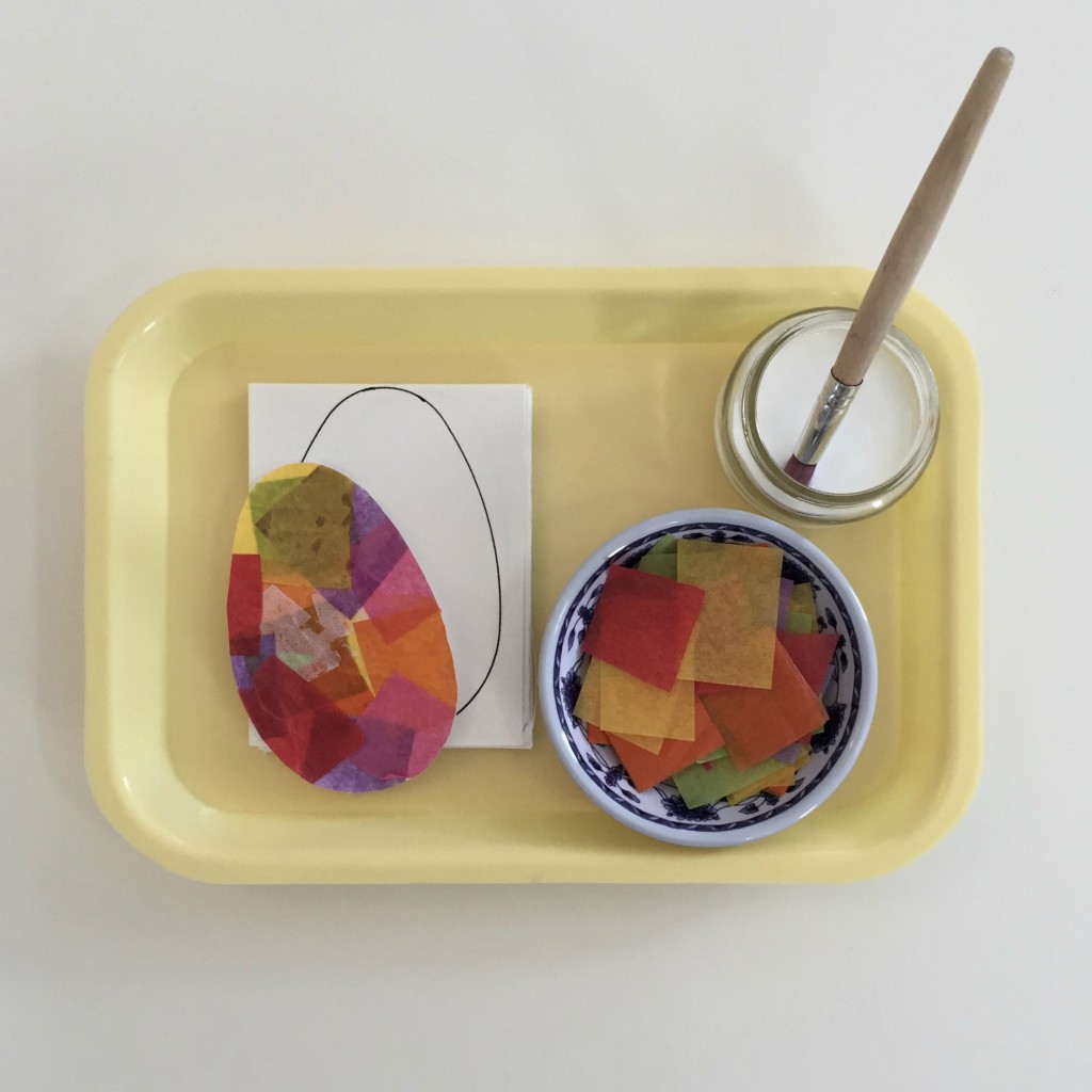 Easter Shelf Activities for the Preschool Classroom - Gluing Tissue Paper
