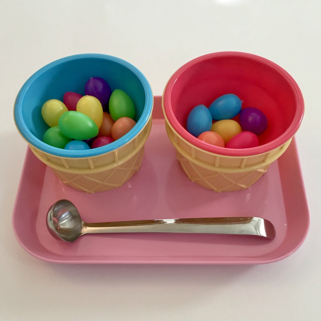 Spooning Small Easter Eggs - Easter Shelf Activities