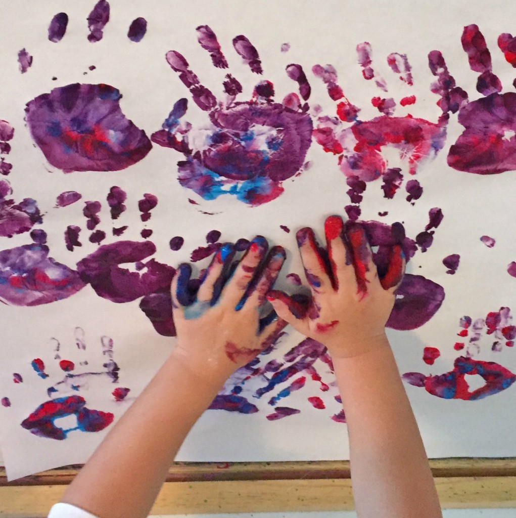 Easel Work - Handprints and Finger Painting