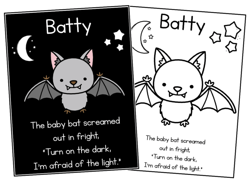Batty Poem Wall Decor and Coloring Page