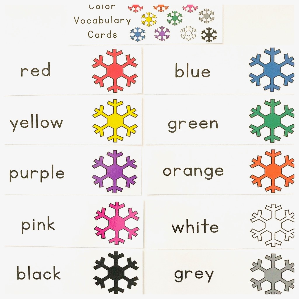 Color Vocabulary Cards - Snowflake Activities for the Preschool Classroom