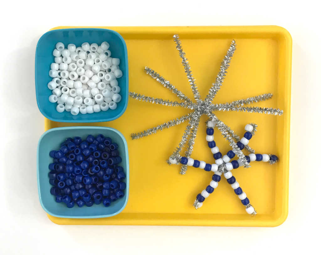Snowflake Pony Beads Patterning - Snowflake Activities in the Preschool Classroom 