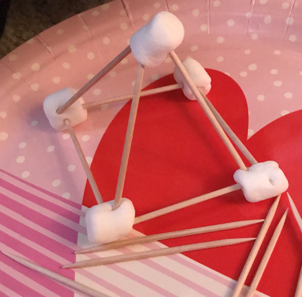 Toothpick and marshmallow 3-D shapes 