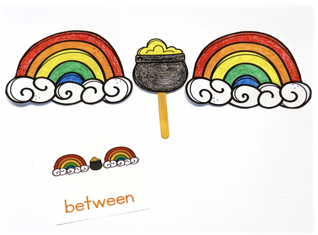 Rainbow and Pot of Gold Hands On Preposition Activity