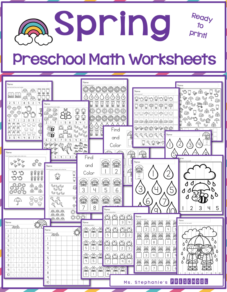 Spring Preschool Math Worksheets 