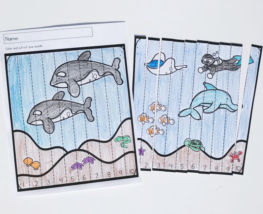 Ocean Animals Math Puzzles