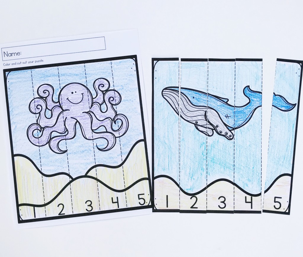 Ocean Animals Math Puzzles