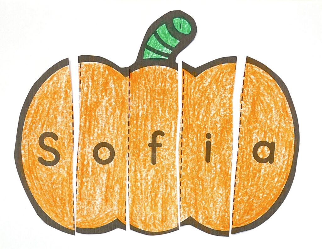 Pumpkin Name and Scissor Activity 