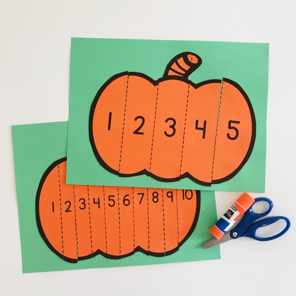 Fall Scissor Activities for the Preschool Classroom - Pumpkin Number Order