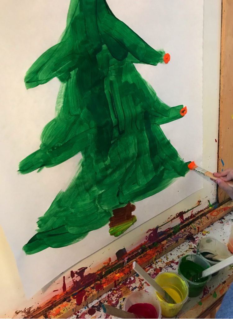 December Christmas easel preschool art project 