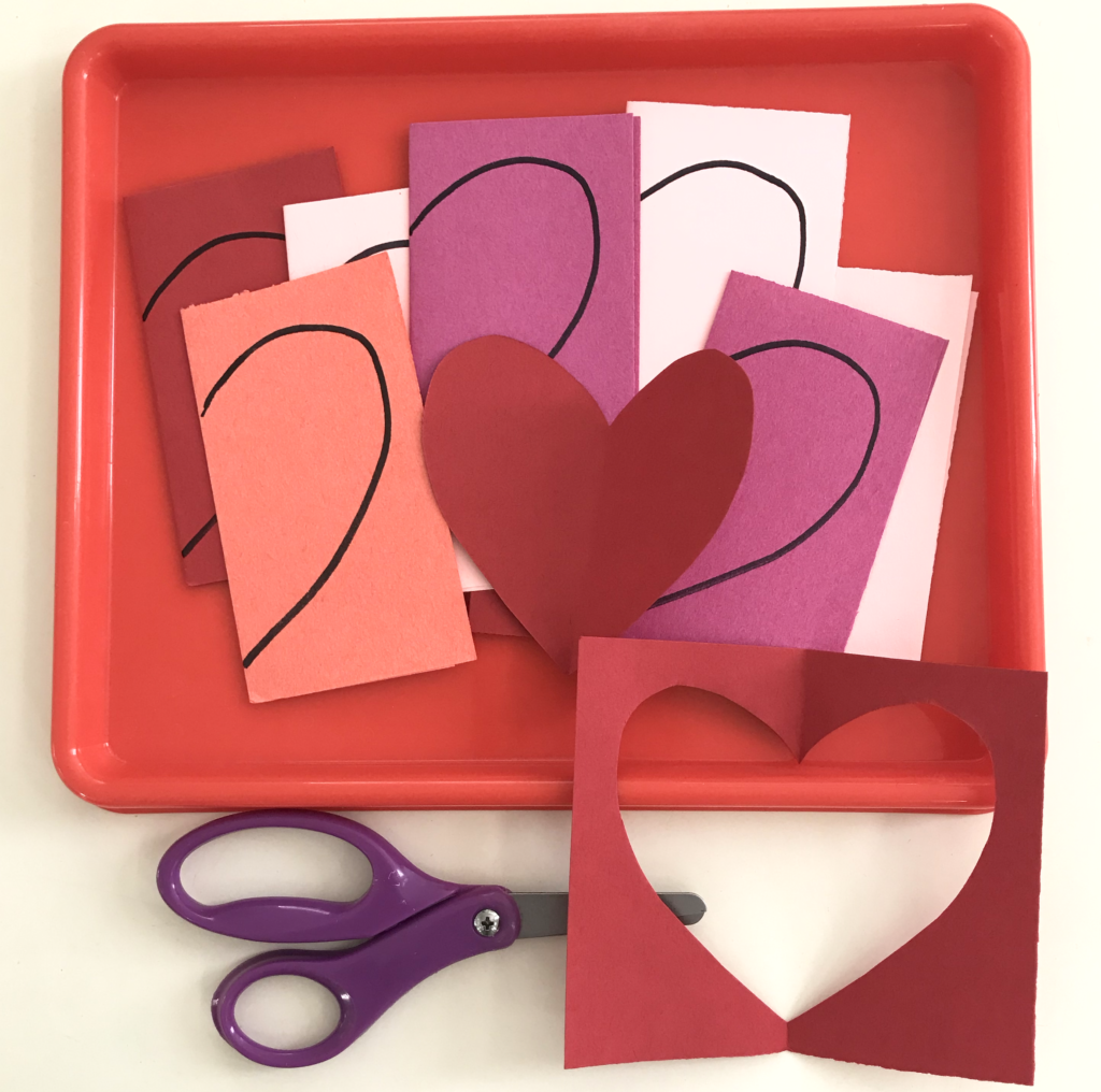 Valentine's Day Themed Scissor Activities - Folded hearts 