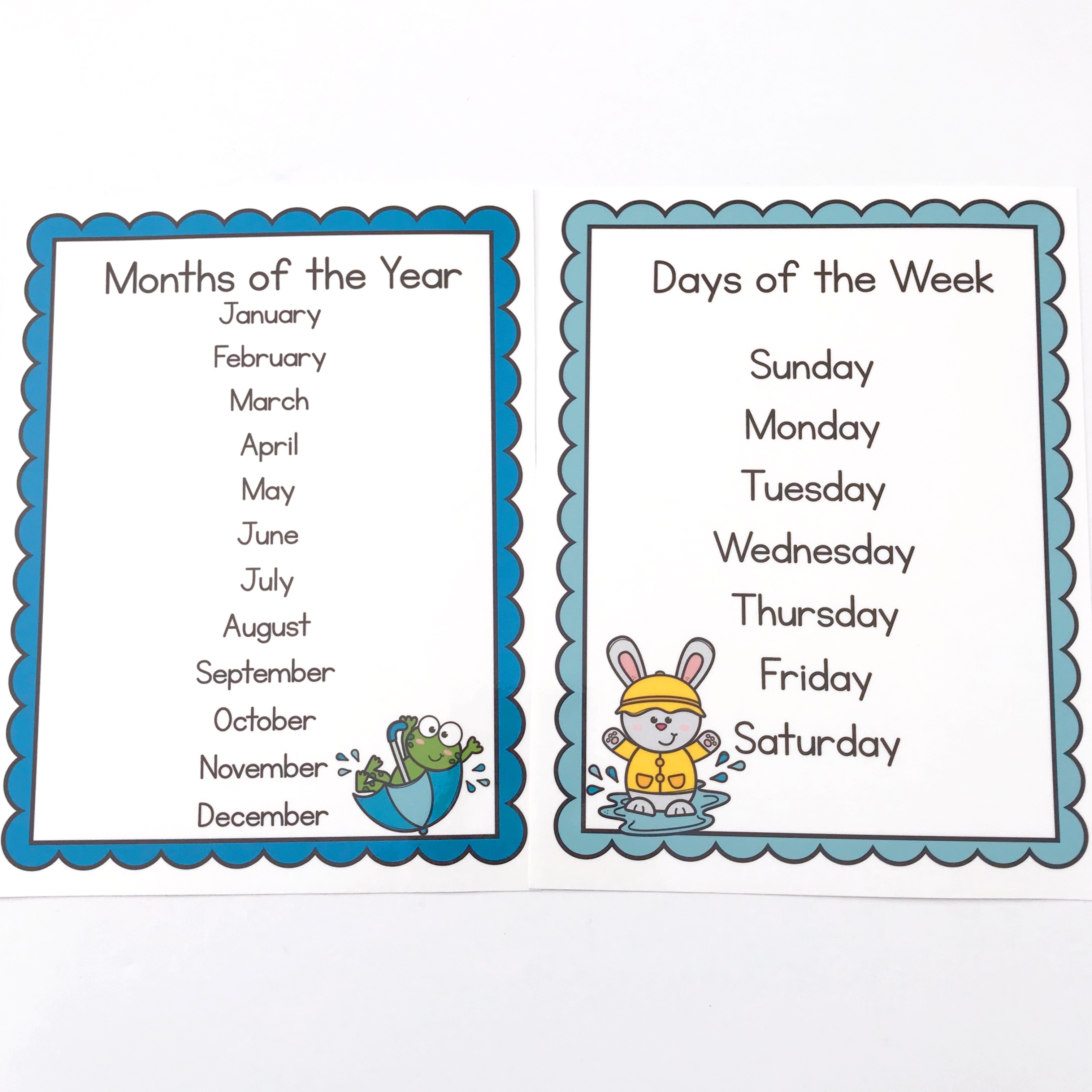 April Preschool Fun - Days of the week and months of the year posters