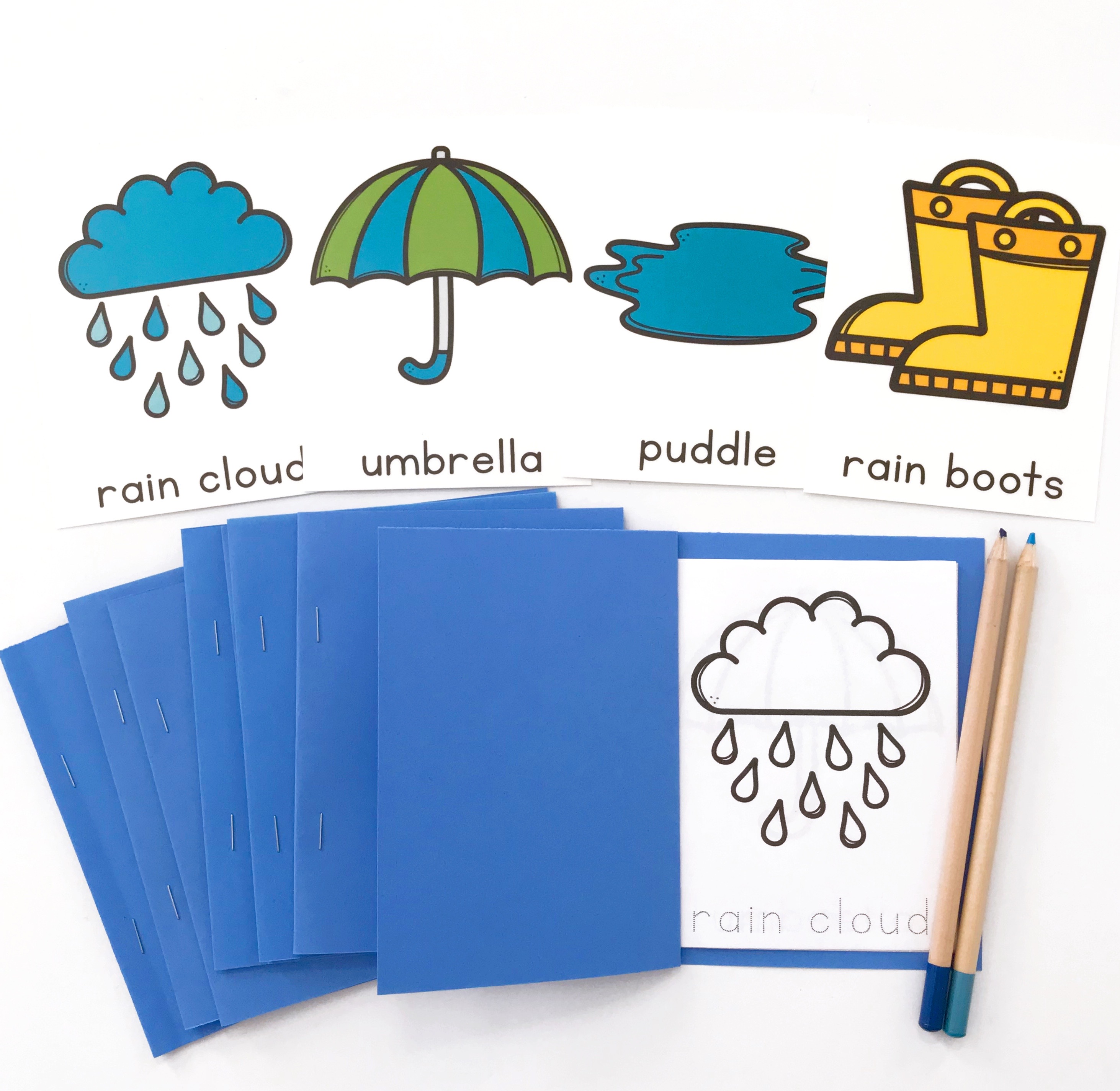 April Preschool Fun - Rainy day vocabulary and printables 