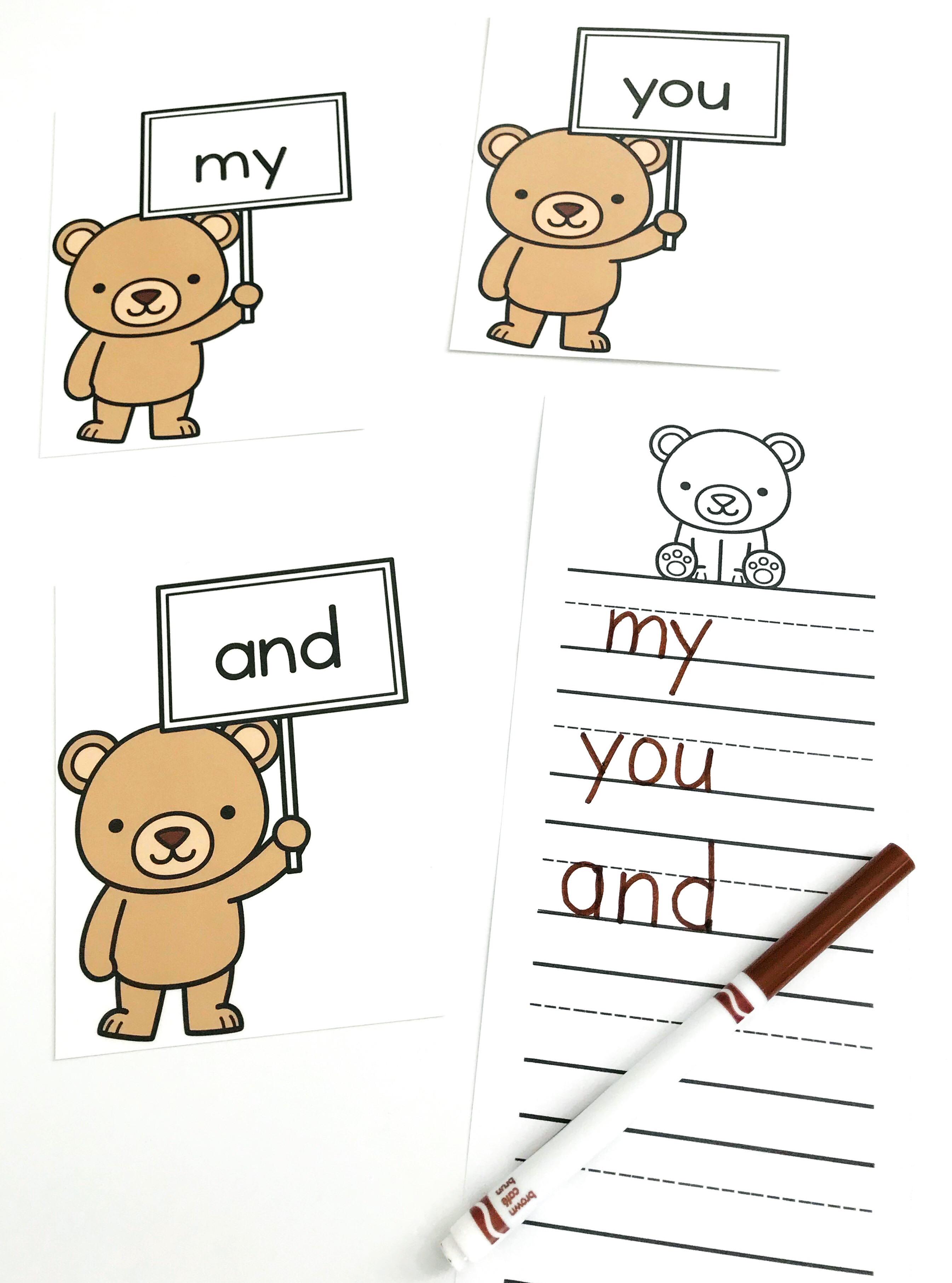Teddy Bear sight words 