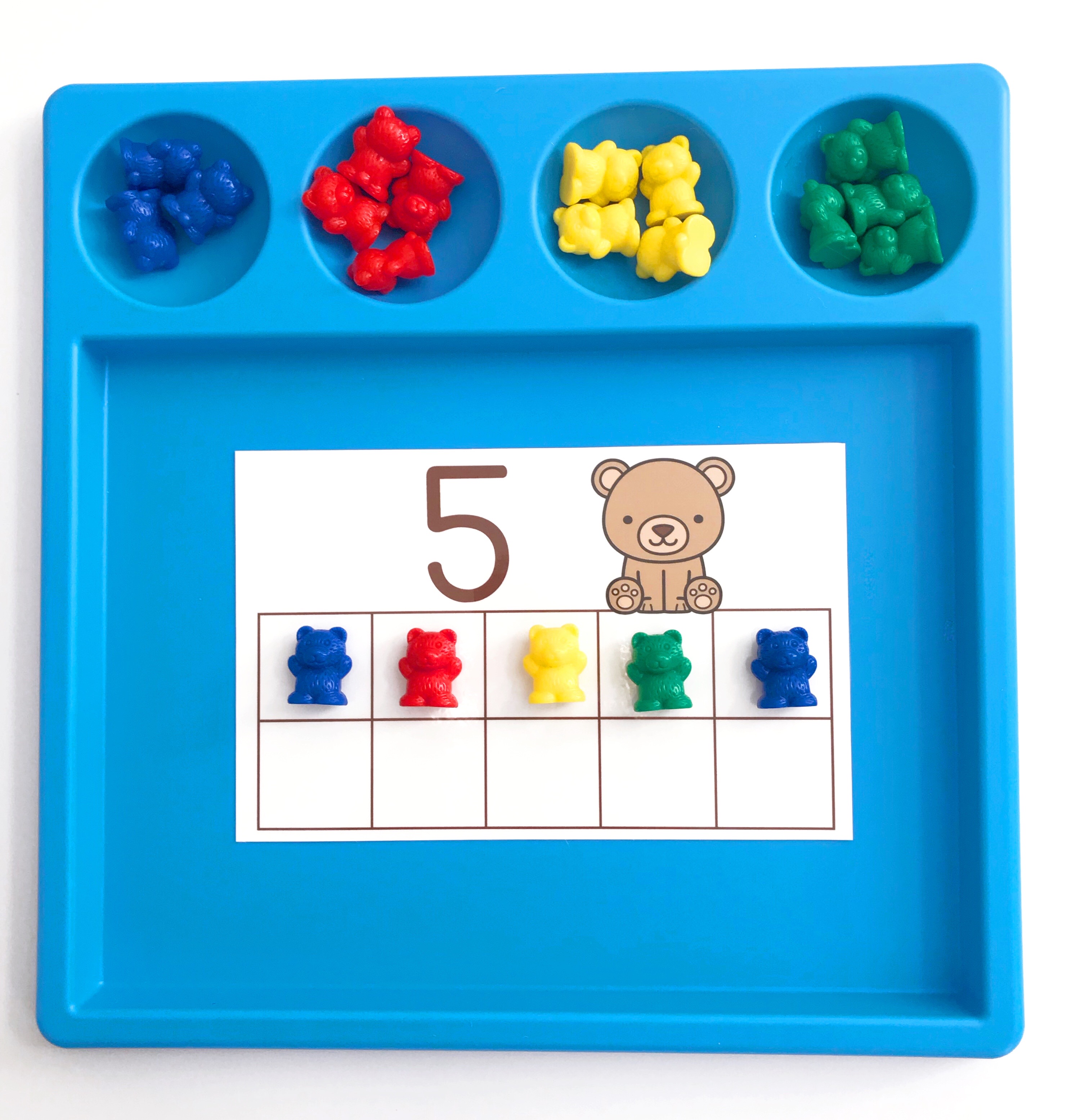 Teddy Bear 10-frame activity using teddy bear counters