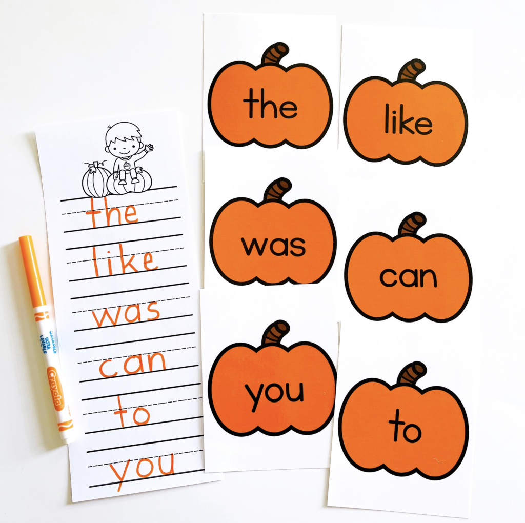 Pumpkin themed sight words 