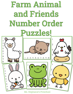 Farm Animals and Friends Number Order Puzzles - Ms. Stephanie's Preschool