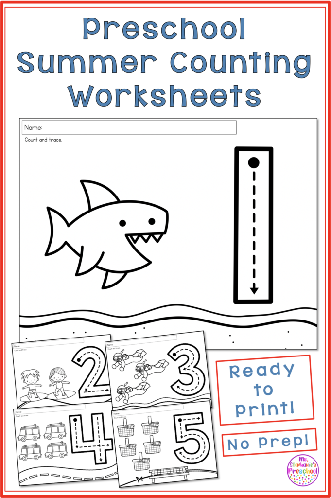 Preschool Summer Counting Worksheets