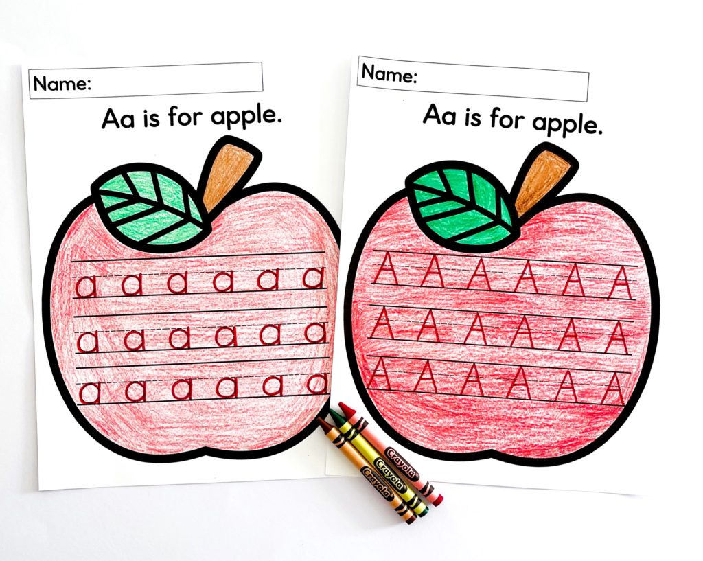 Letter a tracing pages, A is for apple