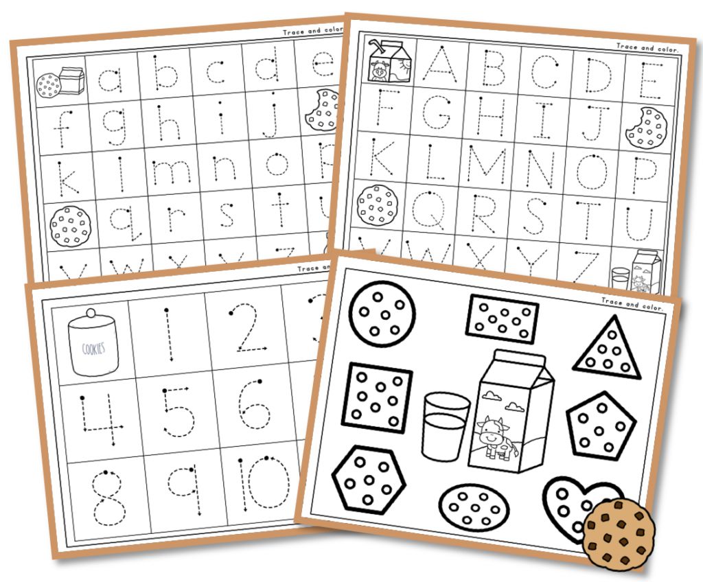 Printables and Worksheet that correspond with the Cookie Theme 