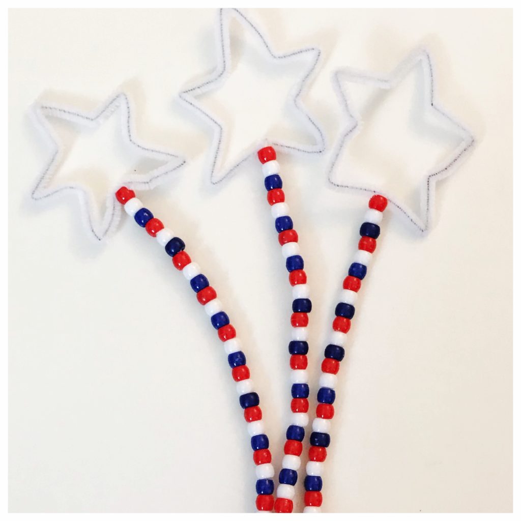 Summer 4th of July pony bead wands 