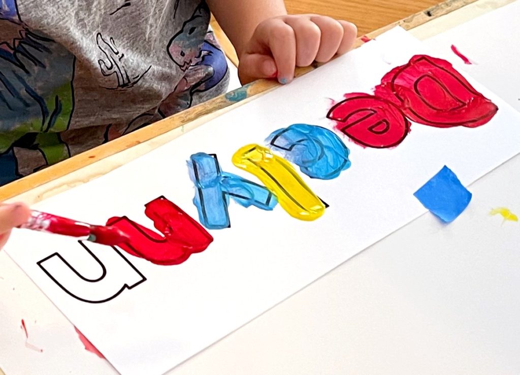 Painting Name Activity for the first week of preschool 