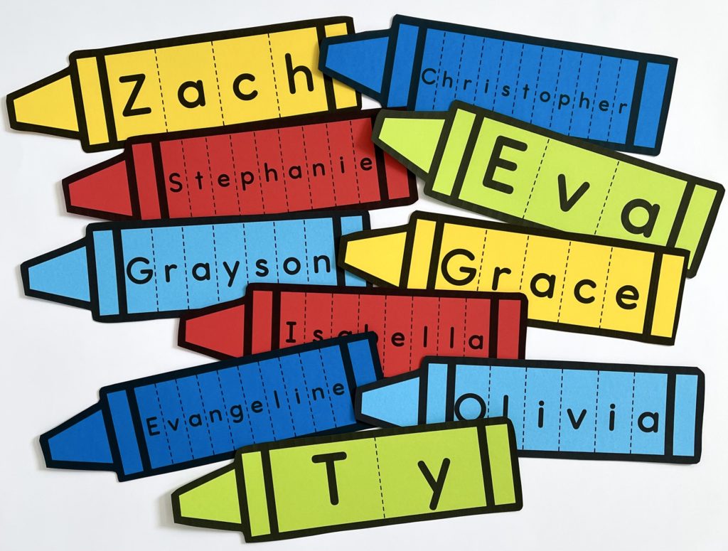 Crayon Name Activity Printed on colorful card stock 