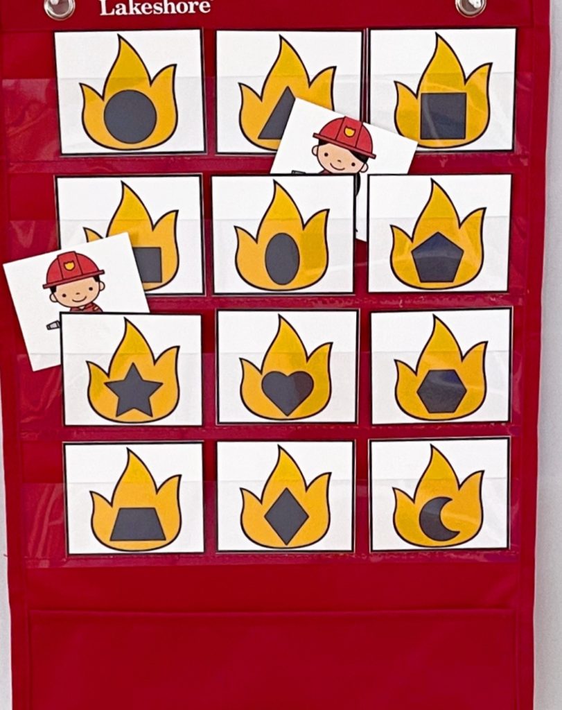 Firemen and flame shape hide and seek game - Fire Safety Week Activity 