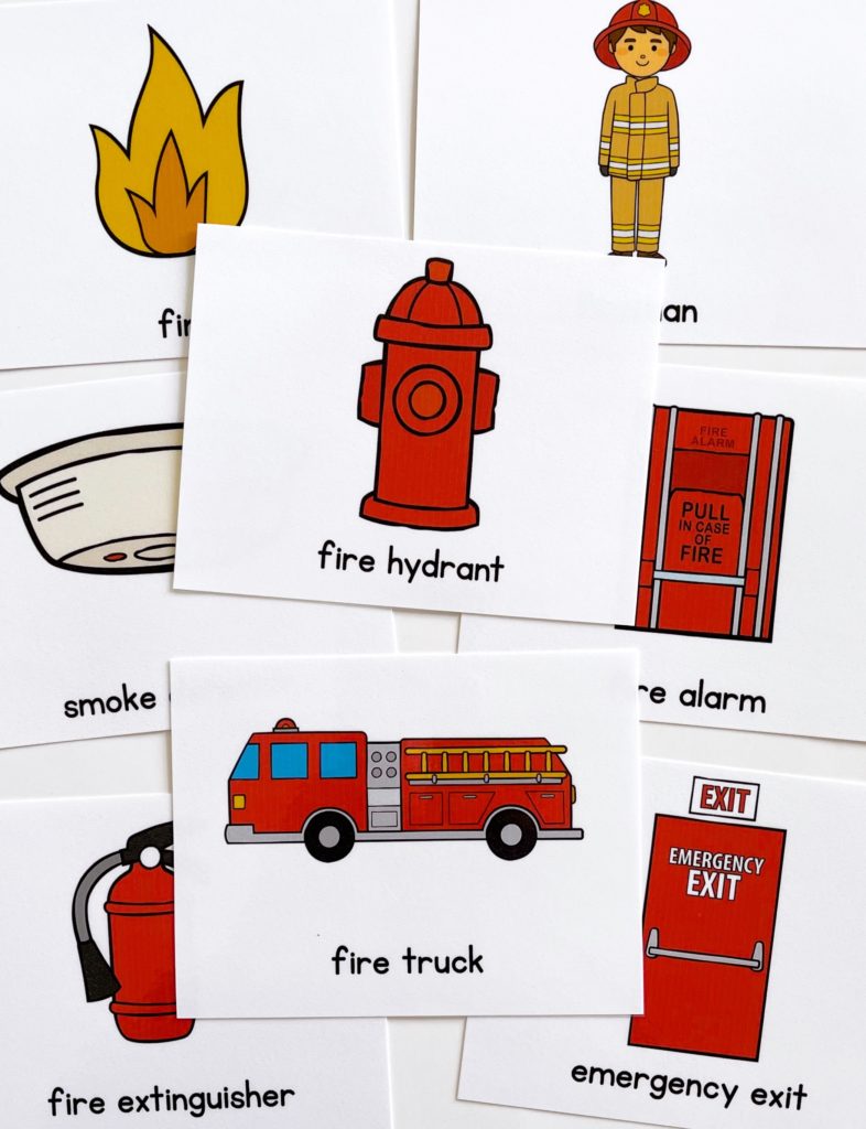 Fire safety week vocabulary cards 