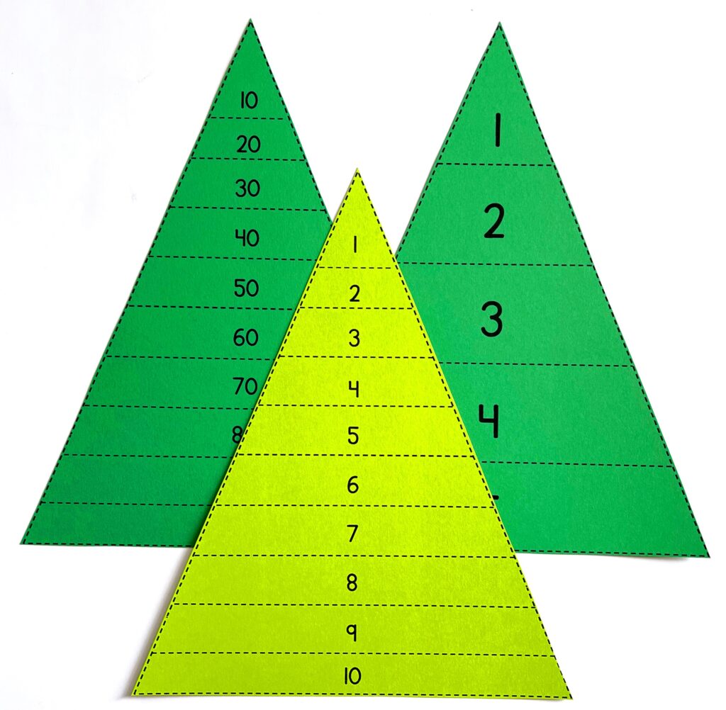 Number order and scissor Christmas tree activity 