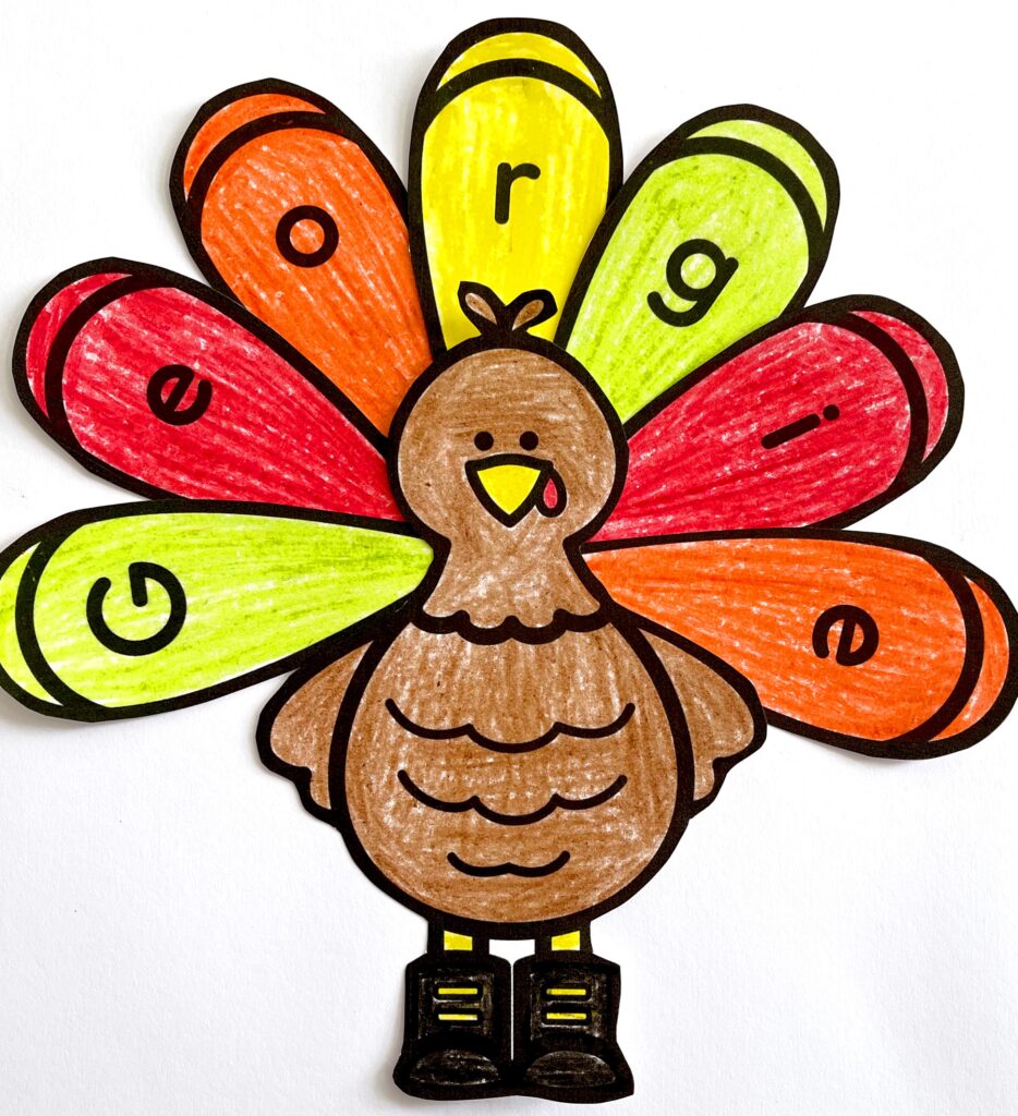 Color the turkey and feathers 