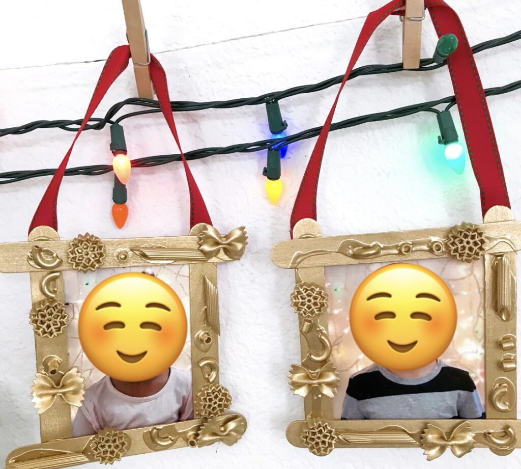 Christmas Preschool Ornament Crafts - Macaroni Frames 