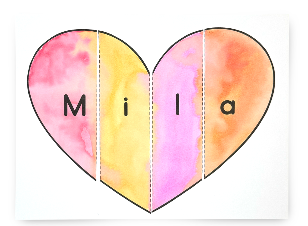 Watercolor Valentine Name Heart